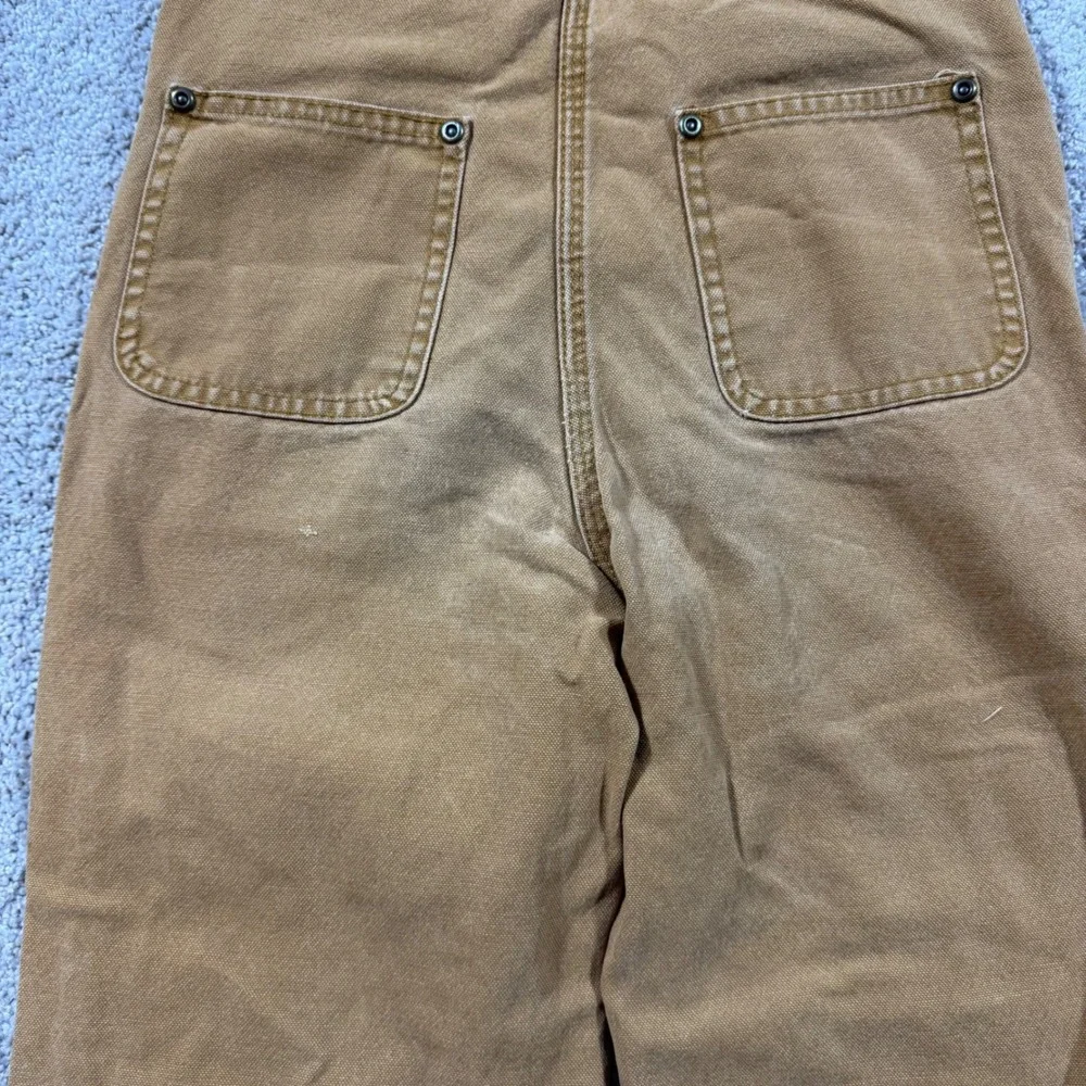 Carhartt Kids Brown Canvas Double Knee Bib Overalls Size 6 Workwear Duck Bibs
